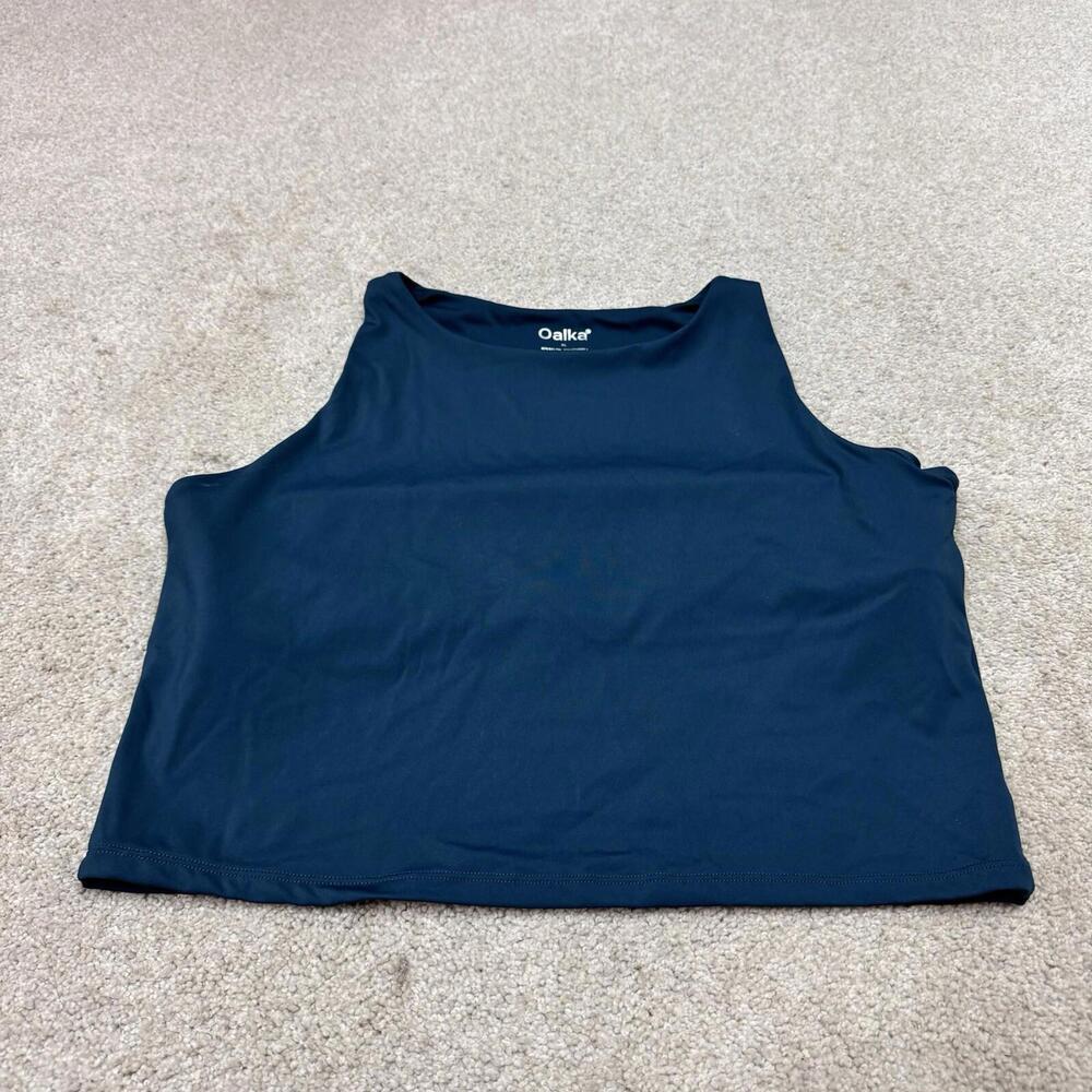Oalka Activewear Top Women’s Green Sleeveless Cropped Size XL